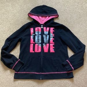 Girls justice front sequins zip up hoodie